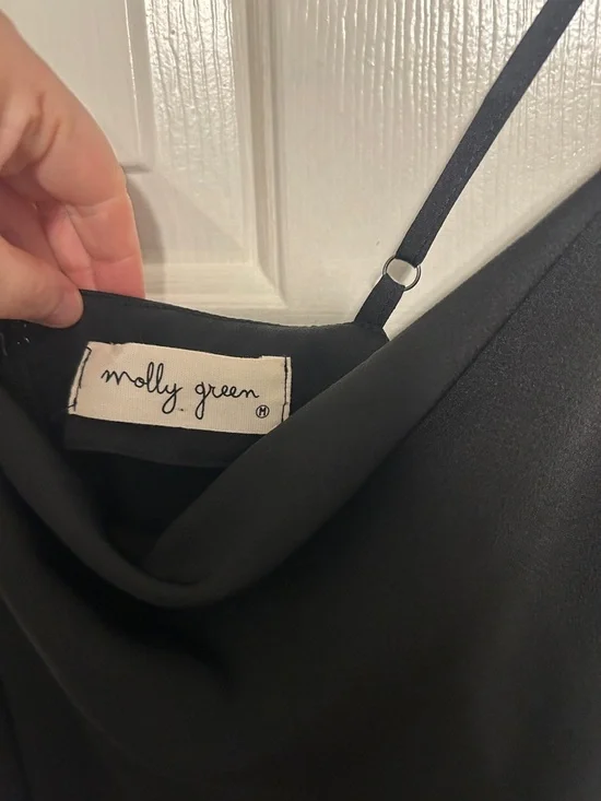 Elegant Black Midi Cowl Slip Dress - Picture 2 of 3